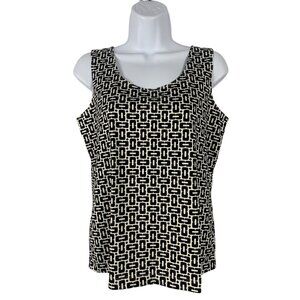Chicos Sleeveless Tank Top Geometric Print Nylon/Spandex Black & White Size 1